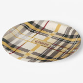 Assiettes En Carton Taupe chic et tendance et Gold Plaid (Angle)