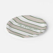 Assiettes En Carton Taupe rayée/Chasseur Vert personnalisé (Angle)