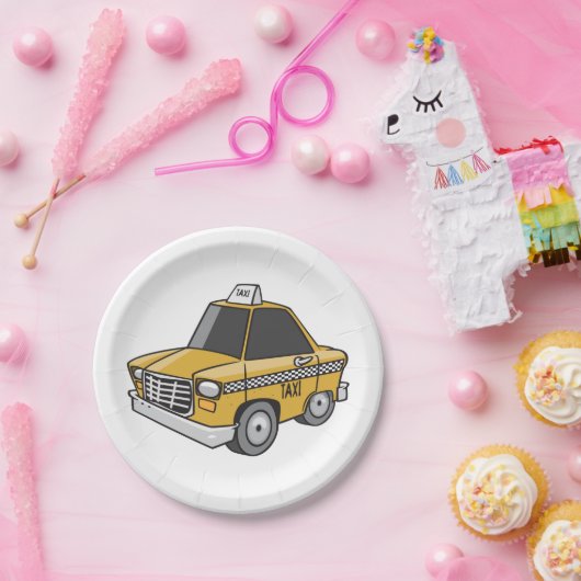 Assiettes En Carton Taxi jaune (Fête)