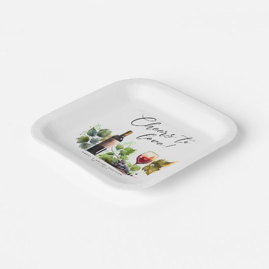 Assiettes En Carton Tchin Tchin à l'amour Vigne Aquarelle (Angulaire)