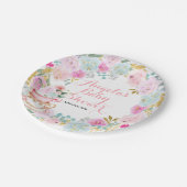 Assiettes En Carton Tea Party Baby shower Pastel Fleurs (Angle)