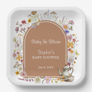 Assiettes En Carton Tea Party Bébé rustique dans le Baby shower en fle
