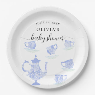 Assiettes En Carton Tea Party Blue Chine Dentelle Sweet Boy Baby showe