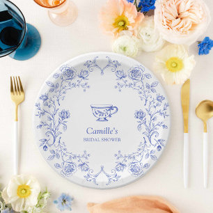 Assiettes En Carton Tea Party Blue Floral Fête des mariées