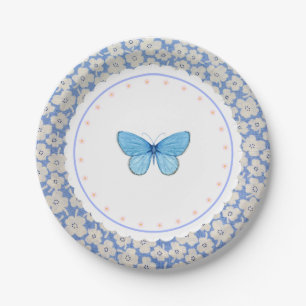 Assiettes En Carton Tea Party en plaque de papillon floral