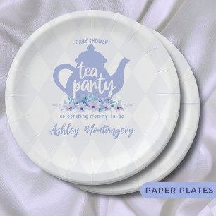 Assiettes En Carton Tea Party Purple Aquarelle Baby shower