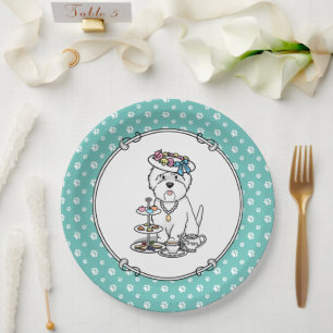 Assiettes En Carton Tea Party Westie Dog West Highland White Terrier