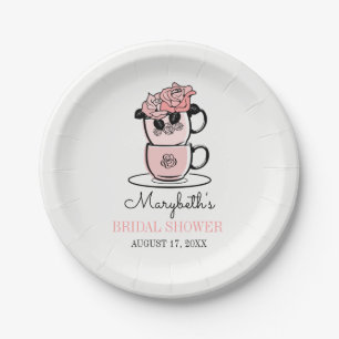 Assiettes En Carton Tea Teacup Fleurs Fête des mariées Plaques en papi