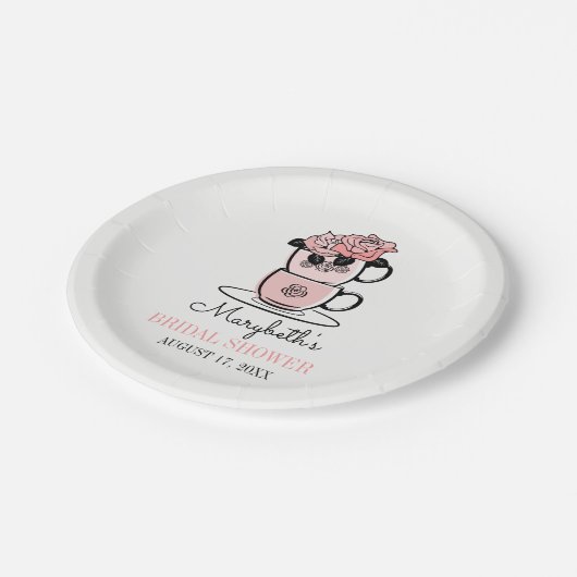 Assiettes En Carton Tea Teacup Fleurs Fête des mariées Plaques en papi (Angle)