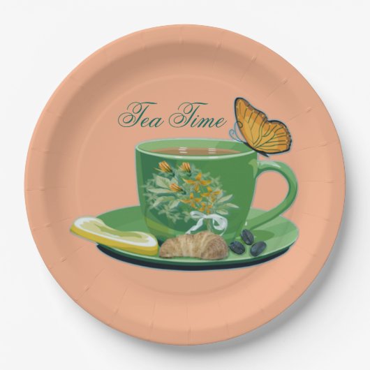 Assiettes En Carton Tea Time Cup & Saucer Plaques en papier (Devant)