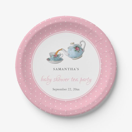 Assiettes En Carton Teacups Baby shower Tea Party (Devant)