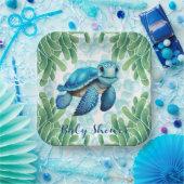 Assiettes En Carton Teal Blue Sea Turtle Garçon Bébé Douche (Fête)