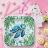 Assiettes En Carton Teal Blue Sea Turtle Garçon Bébé Douche (Fête)
