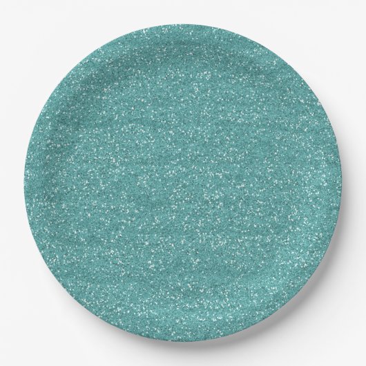 Assiettes En Carton Teal scintillant et parties scintillantes d'argent (Devant)