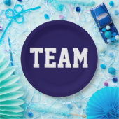 Assiettes En Carton TEAM Sporty Athletic White Text On Deep Navy Blue (Fête)