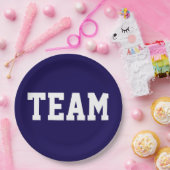 Assiettes En Carton TEAM Sporty Athletic White Text On Deep Navy Blue (Fête)