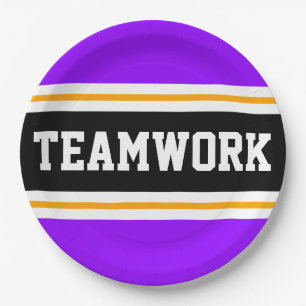 Assiettes En Carton TEAMWORK Cool Bright Purple Orange Racing Stripes