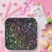 Assiettes En Carton techno rainbo : (Fête)