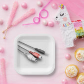 Assiettes En Carton Technologie Vintage des câbles audio (Fête)