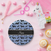 Assiettes En Carton Teckels bleu-clair nommés personnalisés de parties (Fête)