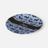 Assiettes En Carton Teckels bleu-clair nommés personnalisés de parties (Angle)