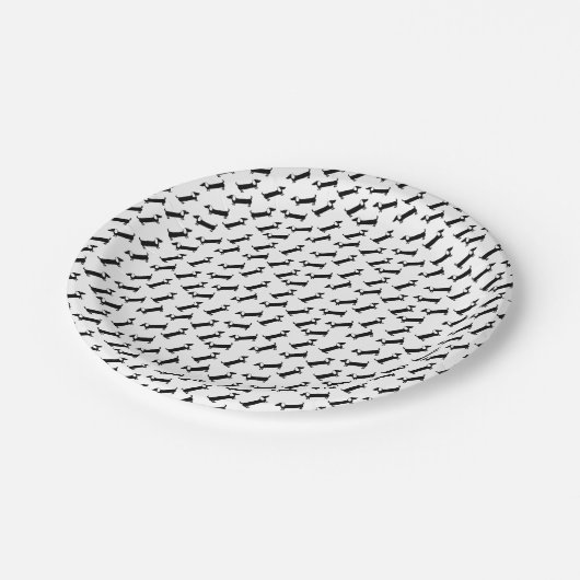 Assiettes En Carton Teckels en noir et blanc (Angle)
