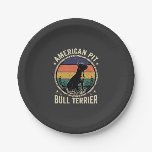 Assiettes En Carton Teckkel Pit Bull Américain Vintage Sunset Rope