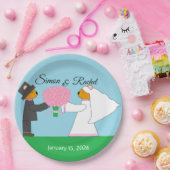 Assiettes En Carton Tedding Bears Se Marier Réception Ronde (Fête)