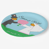 Assiettes En Carton Tedding Bears Se Marier Réception Ronde (Angle)