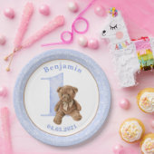 Assiettes En Carton Teddy Bear 1er Anniversaire Plaque papier (Fête)