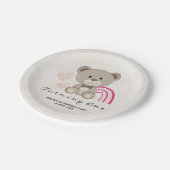 Assiettes En Carton Teddy Bear 1er Anniversaire Plaques de papier rose (Angle)