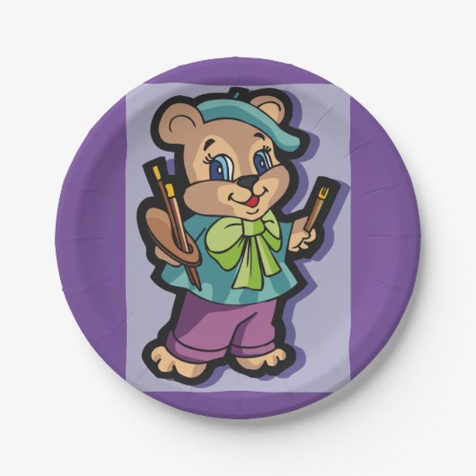 Assiettes En Carton Teddy Bear Artiste (Devant)