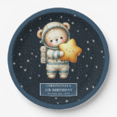 Assiettes En Carton Teddy Bear Astronaut Baby shower Plaque de célébra (Devant)