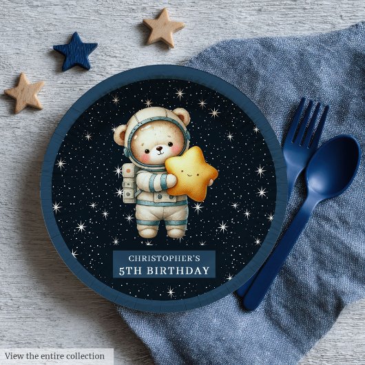 Assiettes En Carton Teddy Bear Astronaut Baby shower Plaque de célébra