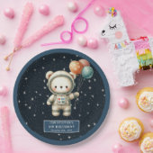 Assiettes En Carton Teddy Bear Astronaut Douche Plaques en papier Baby (Fête)