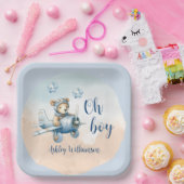 Assiettes En Carton Teddy Bear Aviator Oh Boy Baby shower (Fête)