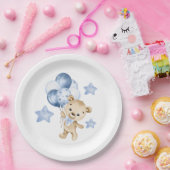 Assiettes En Carton Teddy Bear Baby Boy Baby shower Plaques en papier (Fête)