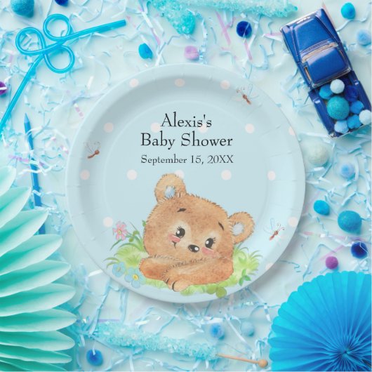Assiettes En Carton Teddy Bear Baby Boy Thème (Fête)