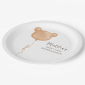 Assiettes En Carton Teddy Bear Balloon Beary Première fête d'anniversa (Angle)
