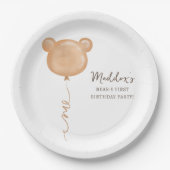 Assiettes En Carton Teddy Bear Balloon Beary Première fête d'anniversa (Devant)