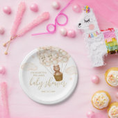 Assiettes En Carton Teddy Bear Bearly Wait Gold Baby shower (Fête)