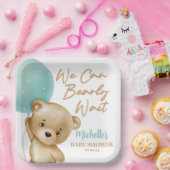 Assiettes En Carton Teddy Bear Bleu Nous Pouvons Bearly Wait Baby show (Fête)