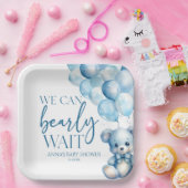 Assiettes En Carton Teddy Bear Bleu Nous Pouvons Bearly Wait Baby show (Fête)