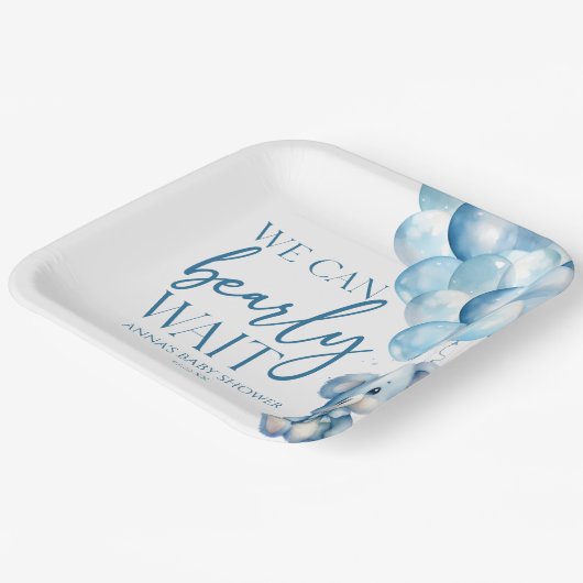 Assiettes En Carton Teddy Bear Bleu Nous Pouvons Bearly Wait Baby show (Angulaire)