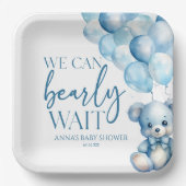 Assiettes En Carton Teddy Bear Bleu Nous Pouvons Bearly Wait Baby show (Recto)