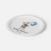 Assiettes En Carton Teddy Bear Boy Baby shower Plaque en papier (Angle)