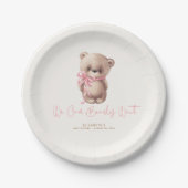 Assiettes En Carton Teddy Bear Brown et Baby shower rose (Devant)