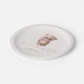 Assiettes En Carton Teddy Bear Brown et Baby shower rose (Angle)