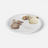 Assiettes En Carton Teddy Bear Brown et Gold Boho Baby shower (Angle)