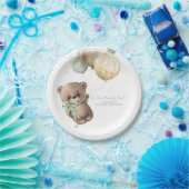 Assiettes En Carton Teddy Bear Brown Sage Gold Boho Baby shower (Fête)